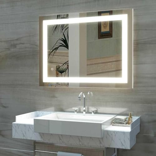 Rectangle Mirror with LED 3 Color Light Warm, White & Natural Lig...