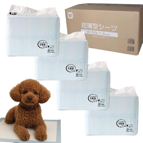 ペットシーツ 超薄型 ワイド 600枚（150枚×4袋） 大容量 業務用 犬 猫 トイレシーツ ペット用シート 吸収 消臭 まとめ買いのサムネイル