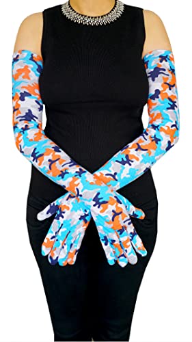 Image of Women's Driving Gloves, Printed Cotton Full Hand Summer Gloves for Protection from Sun Burn /Heat /Pollution (Pack of 1 Pair)