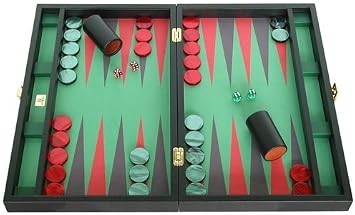 Zaza & Sacci Leather/Microfiber Backgammon Set - Board Game - 20" Large Black Case