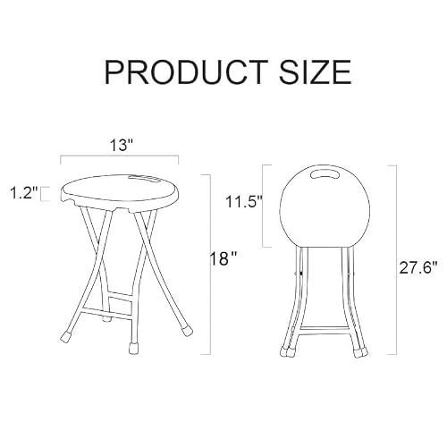 COOZMENT Folding Stool with Handle, Folding Chair,Folding Bar Stool with Non-Slip Feet,600 lbs Capacity,Indoor and Outdoor Foldable Stool for Adults(13"×11.5"×18") - Thumbnail 3