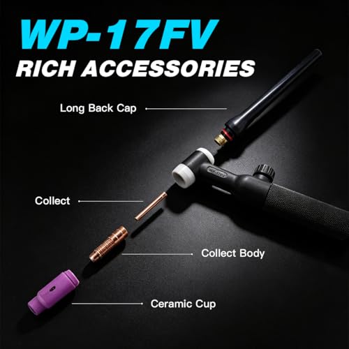 Image of WP-17FV TIG Welding Torch 17FV Flex Head Body with Gas Valve Air Cooled 150 Amps
