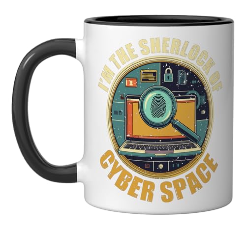 Taza de cerámica para informática forense negra/blanca miniatura 1