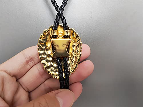 Image of Turquoise Agate Granite BOLO Tie for Men Women Leather Wedding Necklace Western Cowboy Necktie