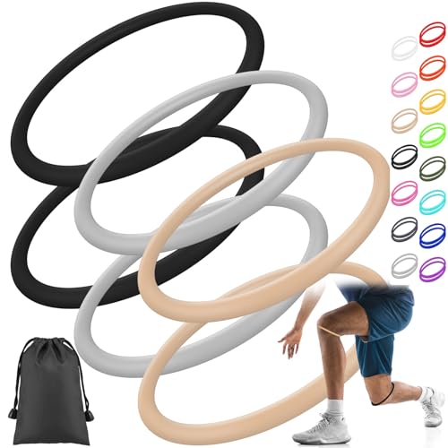 Image of Foilswirl Silicone Patella Knee Band for Basketball Patella Tendon Support Knee Pain Running Tendon Brace Support Strap(6,Black,Nude Color,Gray,M)