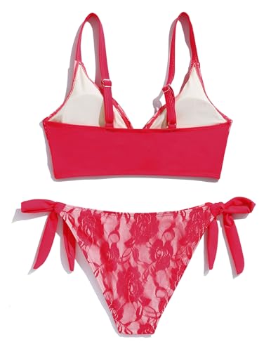 Image of seamoly Women's Bikini Sets Halter Neck Crochet Colorblock Two Piece Swimsuits Open Back Sexy High Cut Thong Bathing Suit