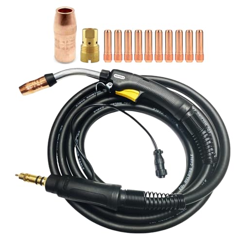 Eddyweld 10ft or 15ft Mig Gun torch Compatible with Bernard STYLE BTB 400A BNQ400M Miller Connector and Give Away Consumables kits (15ft BNQ400M-M Torch)