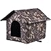 Hund und günstig Kaufen-XNSHUN Katzenhaus Für Draußen Winterfest, Faltbare Wasserdicht Wetterfester Katzenhöhle Haustierhaus, Weich Warm Haustierhaus Outdoor Hundehöhle Mit Abnehmbarem Kissen Für Kleine Hund Katze (L)