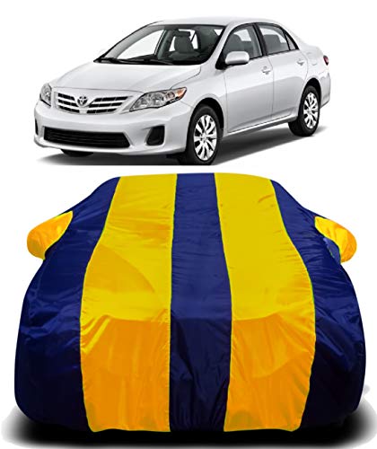 Image of Waterproof Car Cover with Ultra Surface Body Protection (Yellow Stripes) (Toyota Corolla Old)