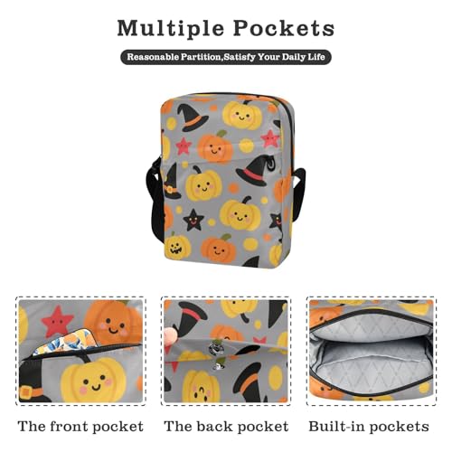 KLL Orange Evil Halloween Pumpkin Witch messenger bag for men Vegan Leather Small Crossbody Bag For Women Travel Shoulder Handbags For Women2