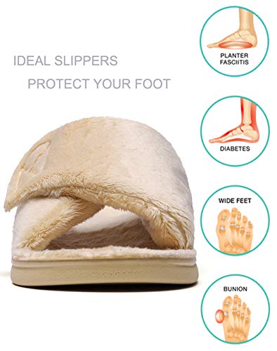 Sollbeam Fuzzy House Slippers With Arch Support Orthotic Heel Cup Sandals For Women #TOP2