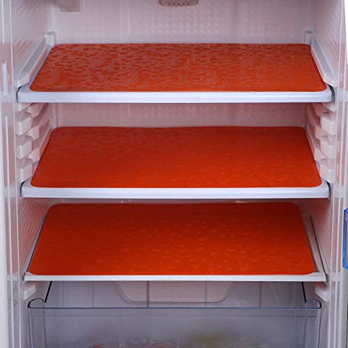 Image of Refrigerator Drawer Mat /Fridge Mat Set of 6 Piece (11.5 X 17.5 Inches) (Plain Orange)