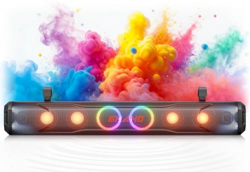 Ehaho 35 Inch 8 Speaker UTV Sound Bar Bluetooth Golf Cart Speakers [Color Changing RGB & Strobe Light] IP66 Waterproof ATV Speaker System SXS SoundBar Compatible with Polaris RZR CFmoto Can-Am