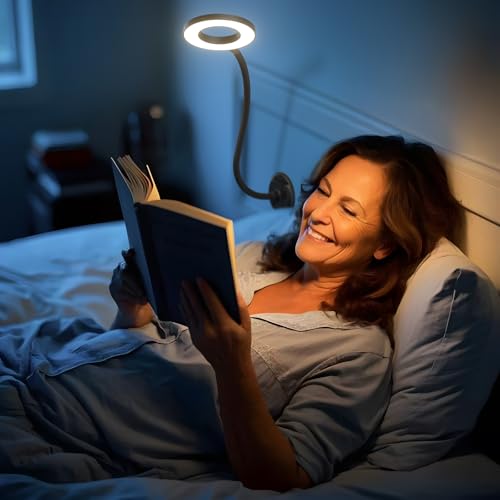 Kaulsoue Wall Mounted Lamp, Reading Light for Book in Bed at Night, Shadowless LED Lamp for Workbench Bedroom Bedside Headboard, Eye Care 5 Color & Brightness Adjustable, 360 Flexible Gooseneck, Black