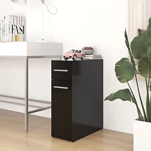 Holamys Armario farmacéutico negro 20 x 45,5 x 60 cm, material de madera, armario de almacenamiento multiusos para cocina, despensa, salón, buffet, con mucho espacio de almacenamiento