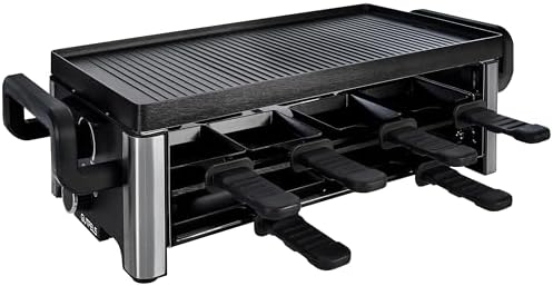 GUTFELS 13-Pfännchen-Raclette RACLETTE 4030 | Raclette Grill 8 Personen | 2100 W | Antihaftbeschichtung | Stufenlose Regulierung | Pizza-Pfännchen
