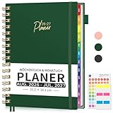 EMSHOI Kalender 2026 2027 Terminplaner, Wochenplaner A5 Terminkalender mit 30-Min-Intervallen, Schulplaner Notizbuch für August 2026 bis Juli 2027 - Dunkelgrün