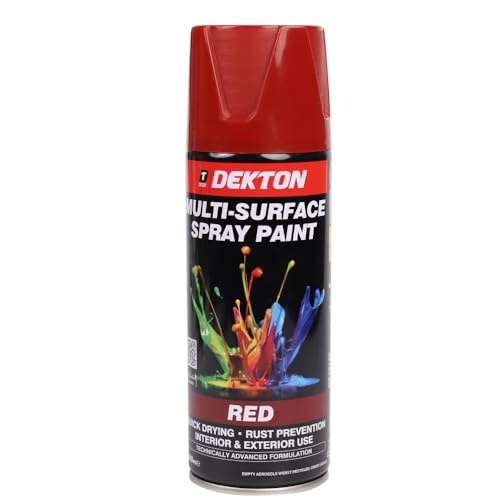 Dekton Quick-Dry Aerosol Spray Paint Interior And Exterior Usage Paint Red for Metal Wood and Plastic |Rust Prevention|Ideal for Fixtures Furnitures Components Projects