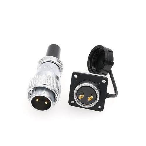 Eonvic WEIPU WS20 2 Pin Aviation Waterproof Connector IP67 Metal Male Plug Female Square Socket Threaded Panel Mount Cable Connector