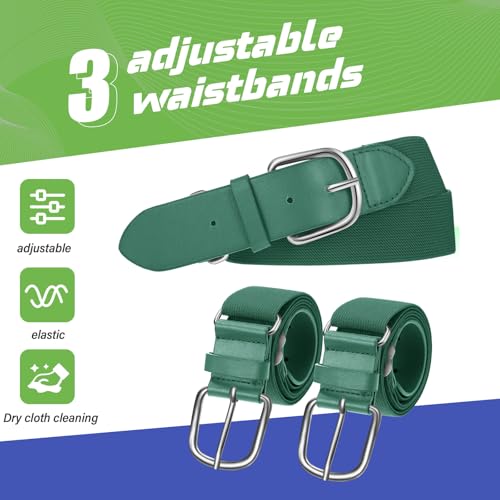 Image of Hercicy 3 Pieces Adult and Youth Baseball Softball Uniform Belts, Adjustable Size Uniform Belt