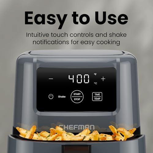 Image of CHEFMAN 2 Qt Mini Air Fryer - Digital Space-Saving Compact Air Fryer with Nonstick and Dishwasher Safe Basket, Quick & Easy Meals in Minutes, Features Digital Timer and Shake Reminder - Grey
