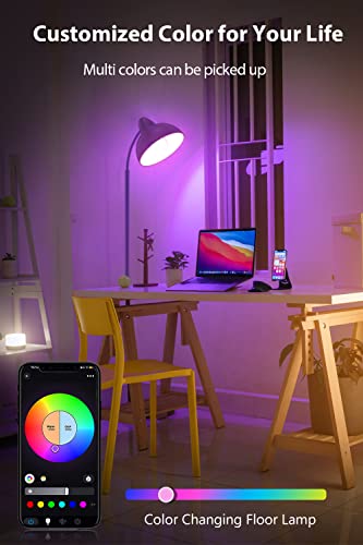 Smart Rgb Floor Lamp Works With Alexa & Google Home, Modern Arc Led Office Floor Lamp With Remote, Adjustable Angle Stepless Dimmable Color Changing 65'' Stand Tall Lamp For Livingroom Bedroom-Black #TOP2