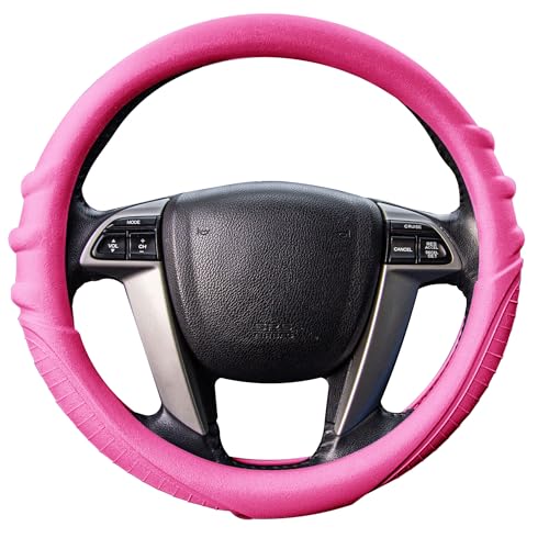 Image of FH Group Universal Fit Silicone with Grip and Pattern Massaging Grip Steering Wheel Cover fits most Cars, SUVs, Trucks, and Vans Baby Pink