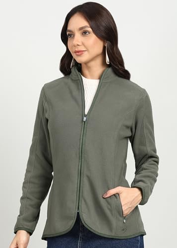 Image of Alan Jones Clothing Women's Standing Collar Zipper Fleece Standard Length Jacket