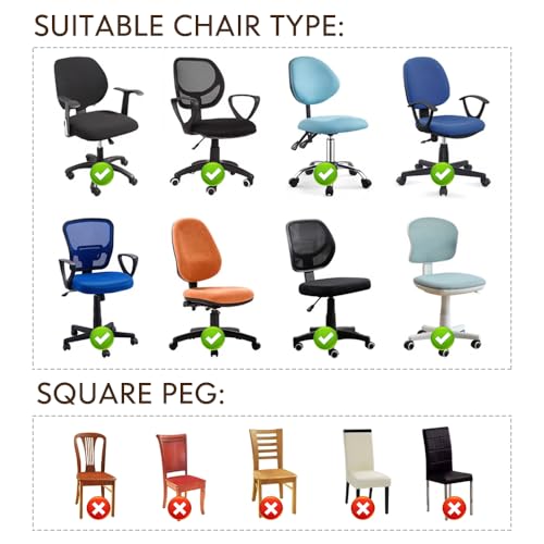 Miniatura 6 de Bieiyhe 2pcs Funda Silla Escritorio Elastica Y Lavable - Cobertura Para Asiento De Oficina Giratoria Y Ordenador