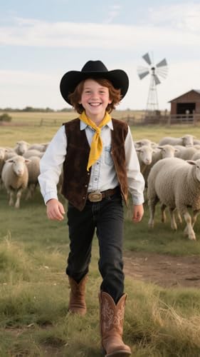 Boys Western Vest for Kids Suede Cowboy Waistcoat for Child Leather Retro Slim Fit Casual Costume Outfit3