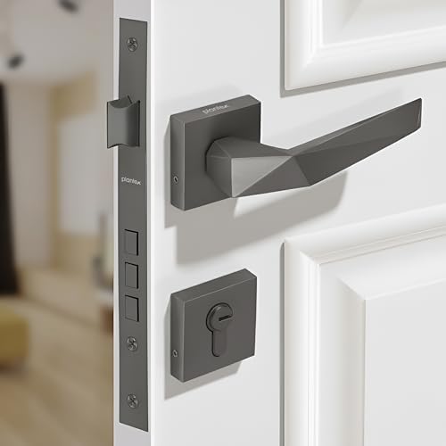 Image of Plantex Door Lock for Home /Main Door Lock Set with 3 Years Warranty /Mortise Lock with Brass Lock Body & Cylinder with 3 Brass Key - (7129, Grey)