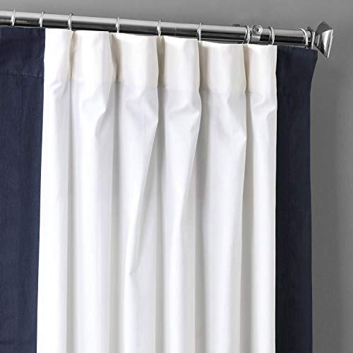 HPD Half Price Drapes Printed Cotton Curtains for Living Room Bedroom (1 Panel), Warm Off-White & Dark Navy, 50" W x 108" L (Pack of 1) - Image 3