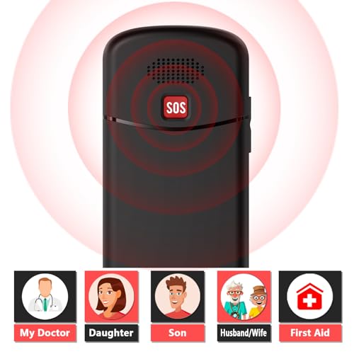 ukuu Big Button Mobile Phone for Elderly Easy to Use Basic Mobile Phone SIM Free Unlocked Senior Phone with SOS Button, Speed Dial, 800mAh, Bluetooth and Charging Dock-Black