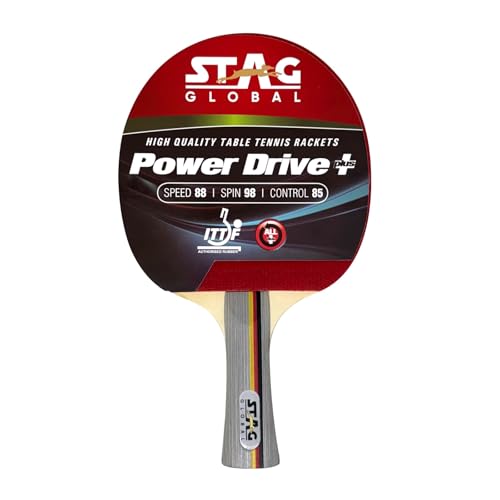 Image of STAG GLOBAL Power Drive Plus Table Tennis Racket - ITTF Approved 199g Lightweight Paddle for Intermediate Players