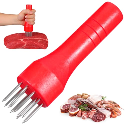 Alipis Fleischzartmacher Aus Edelstahl Mit Holzgriff Fleischklopfer Mit Nadeln Und Klingen Zum Lockern Von Fleischfasern Für Rind Schwein Huhn Und Geflügel Für Küche Und Haushalt