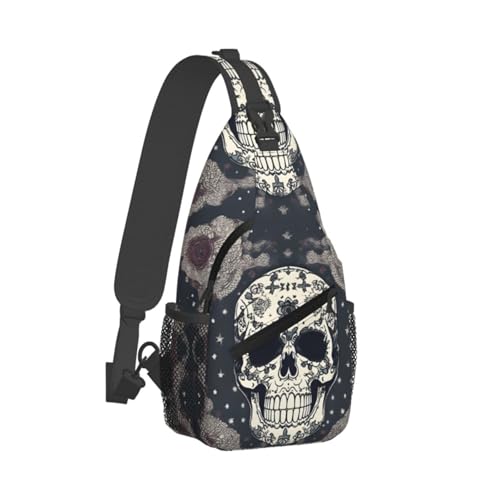 Mochila bandolera con estampado Skull para viaje y senderismo miniatura 2