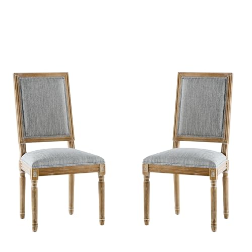 Christopher Knight Home Regina French Country Dining Chairs Set of 2, Wooden Dining Room Chair, High Back Kitchen Side Chair, Fabric Upholstered Armless Extra Seat, Grey and Natural by Christopher Knight Home - Image 5