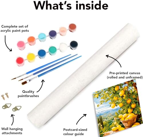 Image of Clendo Lemon Paint by Numbers Kits for Adults, DIY Lemon Tree Adult Paint by Number Kits on Canvas, Digital Oil Number Painting for Home Decor (16x20 Inch)