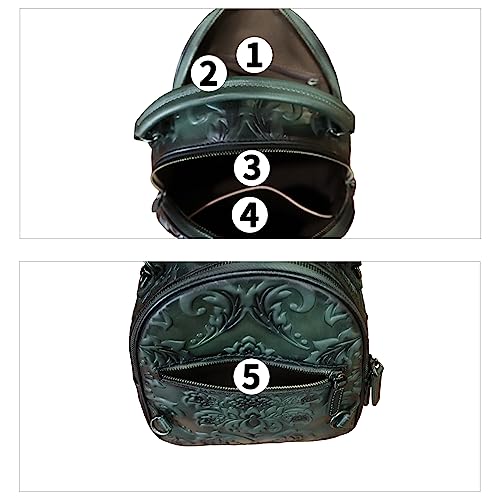 Image of Genuine Leather Satchel for Women Purse Embossed Crossbody Handbag Top Handle Bags Handmade Convertible Backpack Knapsack | Embossed