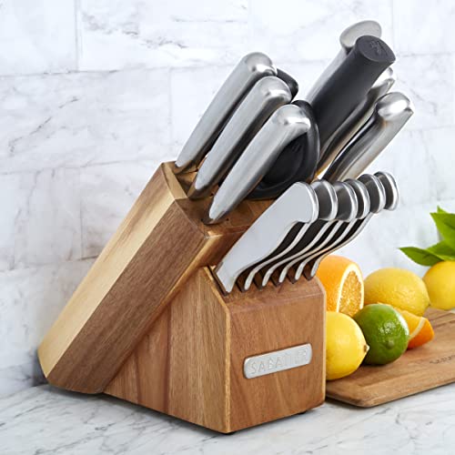 Sabatier 5156541 15 Piece Stainless Steel Hollow Handle Knife Block Set, Silver/Cherry Wood by Sabatier - Image 6