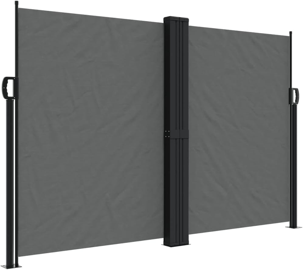 Retractable Side Awning 63 x 236.2 Inch Anthracite Patio Privacy Screen for Balcony Garden Divider Weather Resistant Polyester Fabric