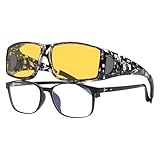 LVIOE Wrap Around Night-Vision Sunglasses, Fit Over Prescription Glasses with Polarized Yellow Lens for Night Driving, Adults, Unisex, Modern Style
