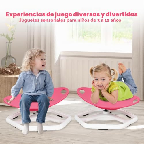 Miniatura 7 de Yosamy Silla Giratoria Autismo Infantil Con Asa De Seguridad Y Diseño Antideslizante, Para Entrenamiento De Coordinación Física Y Equilibrio, Color Rosa