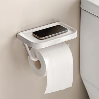 Foto di PAVSTINE Porta Carta Igienica Adesivo,Compatibile Con Vari Tipi Di Carta Igienica Porta Rotolo Carta Igienica Da Parete,ABS Multifunzionale Portarotolo Carta Igienica, Bianco