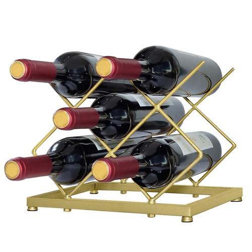 HILELIFE Countertop Wine Rack, 5 Bottles Metal Wine Holder, Stylish and Functional Wine Racks Countertop
