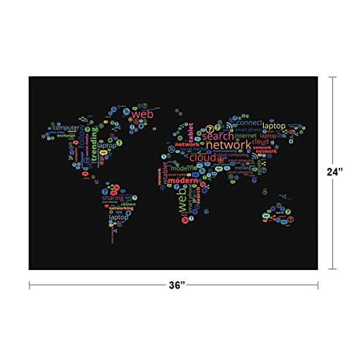 Image of Computer Science Posters For Classroom Word Map Computer Lab Posters Programming Technology Decorations Cool Wall Art Print Poster 36x24