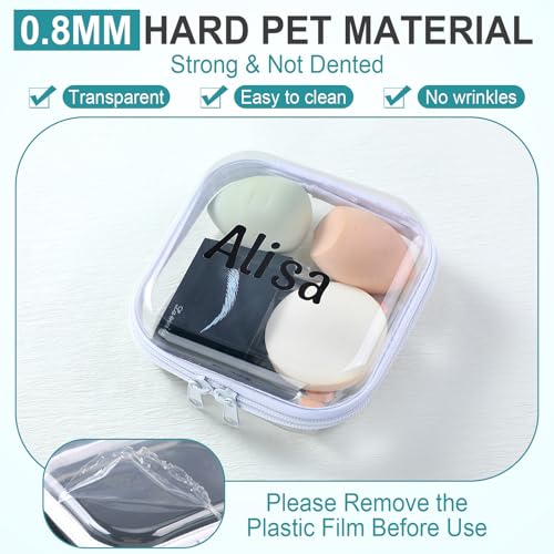 12 Pcs Clear Hard Zipper Case Plastic Zipper Pouch with 5 Sheets Alphabet Stickers Double Toy Storage Organizer Makeup Case for Travel Building Blocks Puzzles Cosmetic(5 x 5 x 2”)4