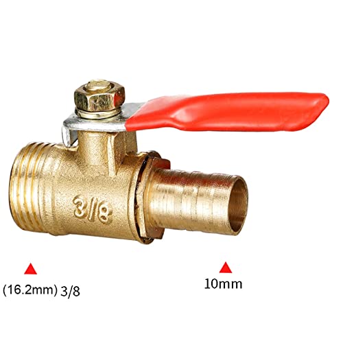 Raccord de tuyau 10mm en laiton avec vanne à levier rouge de 9,5 cm - 3