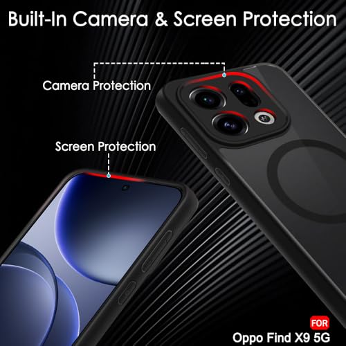 Image of TheGiftKart Hybrid Shockproof Back Cover Case for Oppo Find X9 5G Compatible with MagSafe | Hard Back Cover Case for Oppo Find X9 5G (PC & TPU, Translucent Smoke Matte Back, Black Sides)