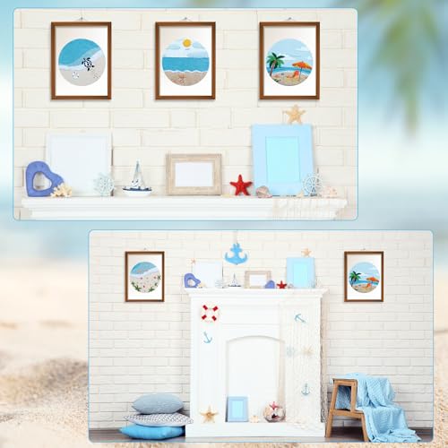 Image of 4 Set Ocean Embroidery Kit for Beginners Adults Embroidery Starter Kit Ocean Beach Pattern Spring Summer Hand Crewel Embroidery Kit Cross Stitch Kit Include Instruction 2 Hoops Color Threads Needles